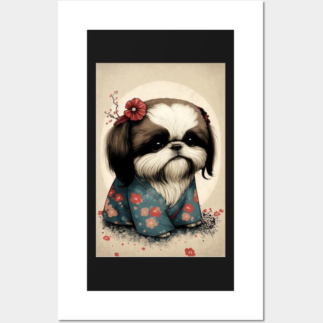 Super Cute Shih Tzu Portrait - Japanese style Wall Art by KoolArtDistrict